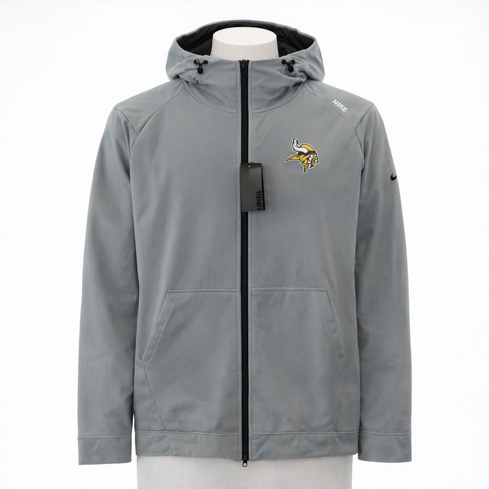 NEW UNRL x Minnesota Vikings Jacket Gray Full Zip Cross Up Hoodie Men Large Logo